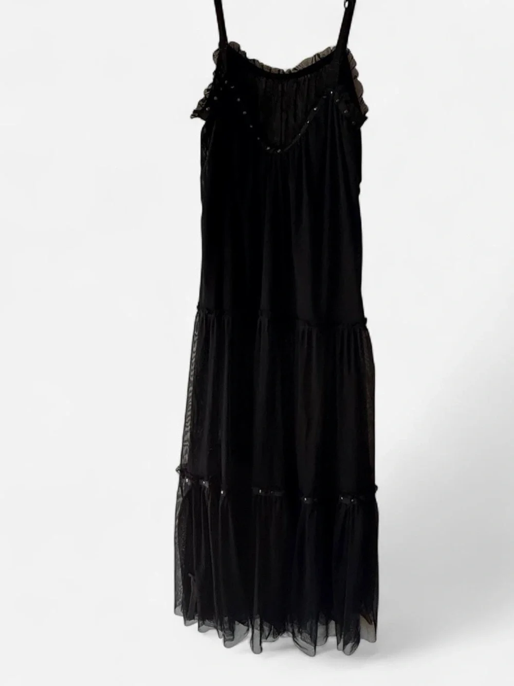 Intimately Free People Black Mesh Maxi Slip Dress